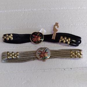 Lot of 2 Floral buckle stretch  belts